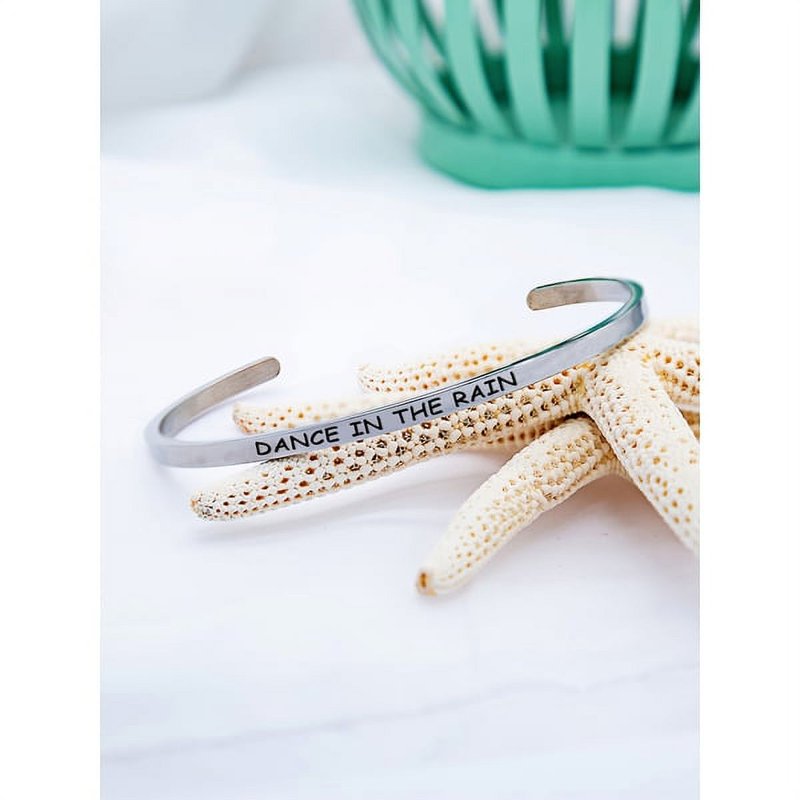 Stainless Steel Saying Bracelet - 8-Inch Adjustable Gift for Women