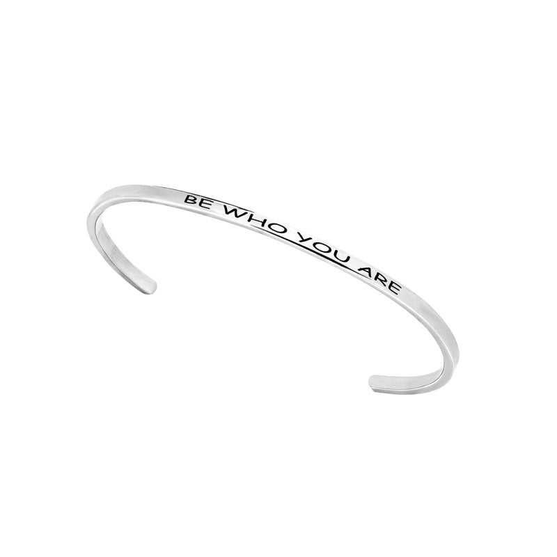 8-Inch Stainless Steel Saying Bracelet - Inspirational Jewelry for Women