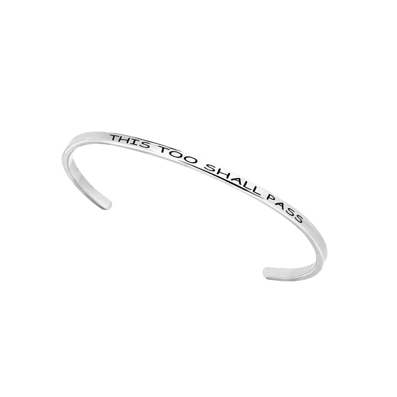 Engraved Stainless Steel Saying Bracelet - Adjustable 8-inch Jewelry for Women