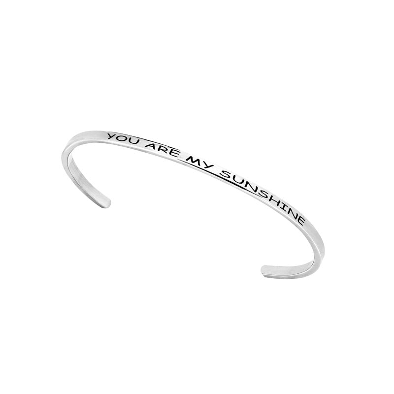 Engraved Stainless Steel Saying Bracelet - 8-inch Personal Gift for Women