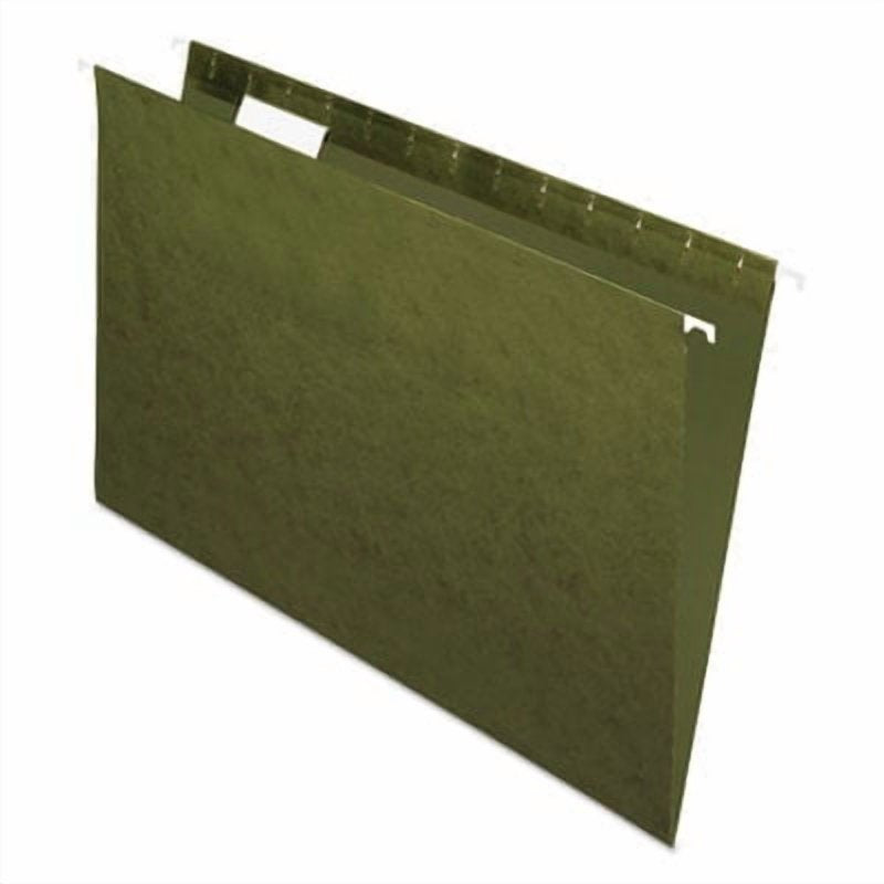 Legal Size Hanging File Folders Pack of 25 - Green, 1/5 Cut Tabs, Secure & Expandable