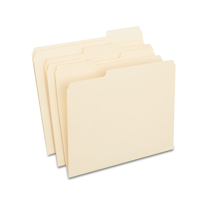 Recycled Manila File Folders Letter Size 3-Tab 100 Pack Office Organization
