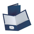 2-Pocket Laminated Folder Set - Durable Dark Blue Office Organizers 10 Pack