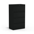 30-Inch Wide 4-Drawer Lateral File Cabinet - Black, Heavy-Duty Metal