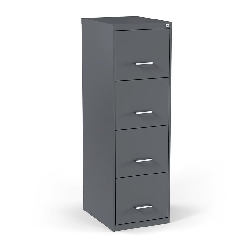 Vertical File Cabinet with 4 Lockable Drawers - Charcoal Finish, 18"D