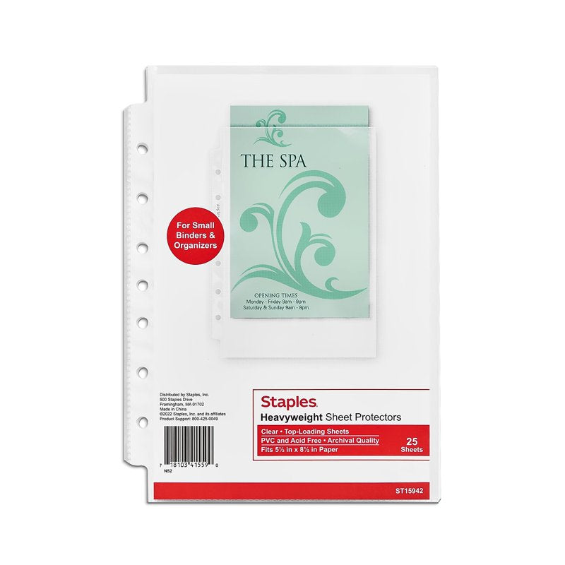 7-Hole Punched Clear Sheet Protectors 5.5 x 8.5 Inches - 75 Pack