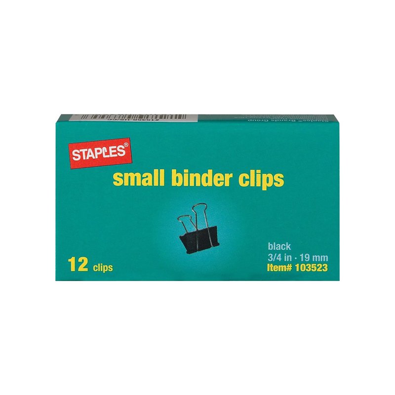 Small Binder Clips 3/4 Inch Width 0.38 Inch Capacity Black 12 Pack - Office Organization