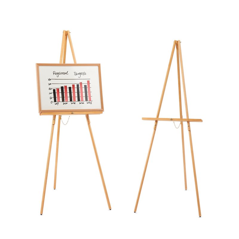 64-Inch Wooden Display Easel for Signs and Artwork - Folding, Lightweight