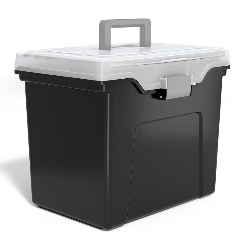 Staples Letter-Size Portable File Tote with Organizer Tray Black