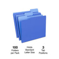Blue Letter Size File Folders with 1/3 Cut Tabs, 200 Pack