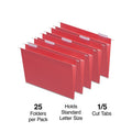 Red Hanging File Folders with 5-Tab Repositionable Labeling - Letter Size, 50 Pack