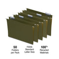 Letter Size Green Hanging File Folders with Tabs 100 Pack