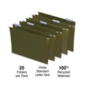 Staples Green Letter Size Hanging File Folders 75-Pack for Office Organization