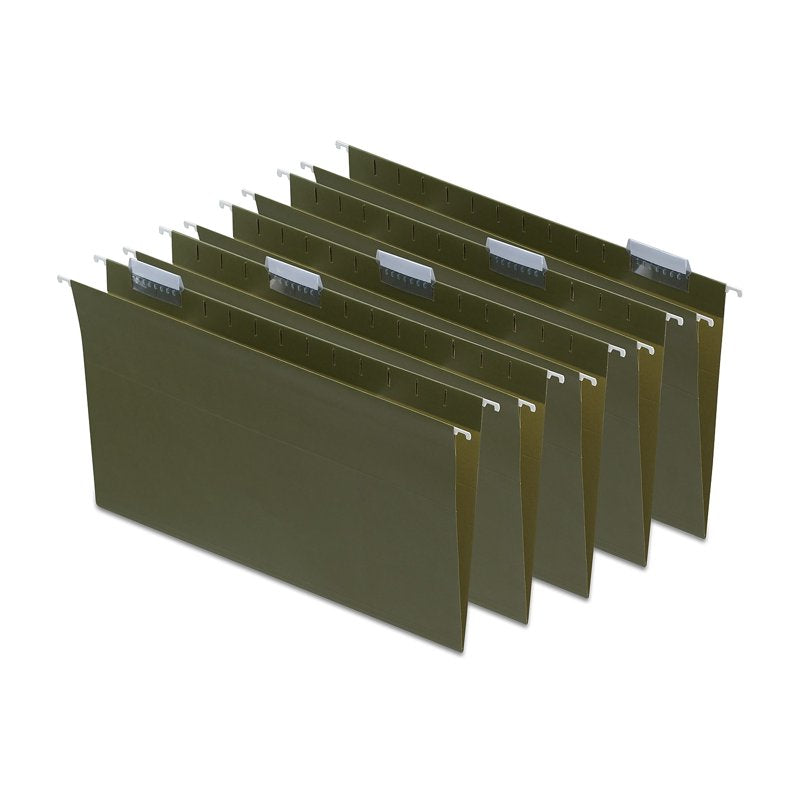 Legal Size Hanging File Folders with Tabs - Green, 50 Pack