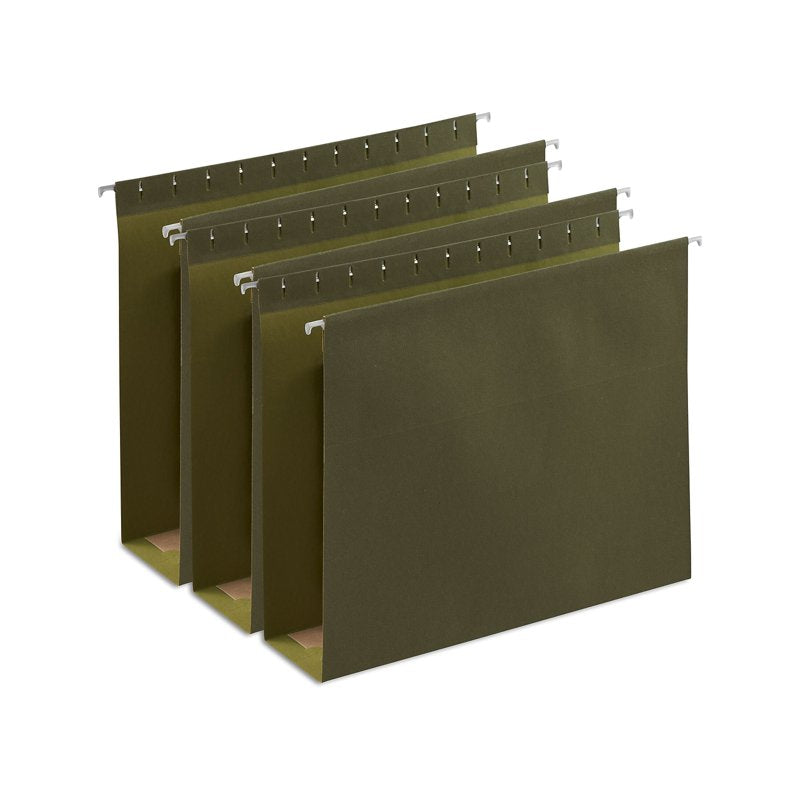 Staples Letter-Size 3-Inch Box-Bottom Hanging File Folders - Green, 25 Pack