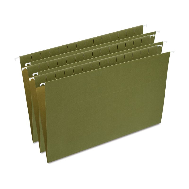 Staples Legal Size Green Hanging File Folders 25 Pack - Durable Office Organization