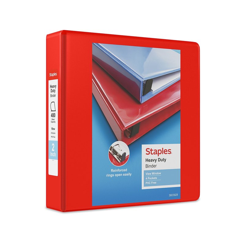 Heavy-Duty 2-Inch D-Ring View Binder - 480 Sheet Capacity, Multiple Colors