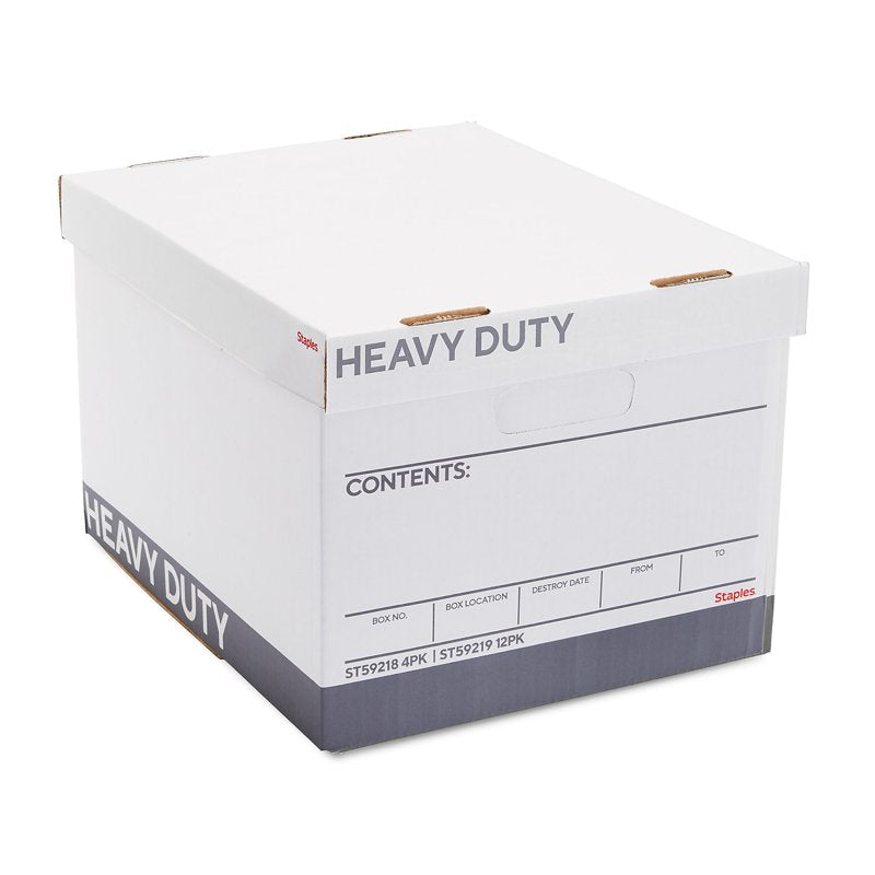 Heavy Duty File Storage Box with Lift-Off Lid - White/Gray, 12 Pack