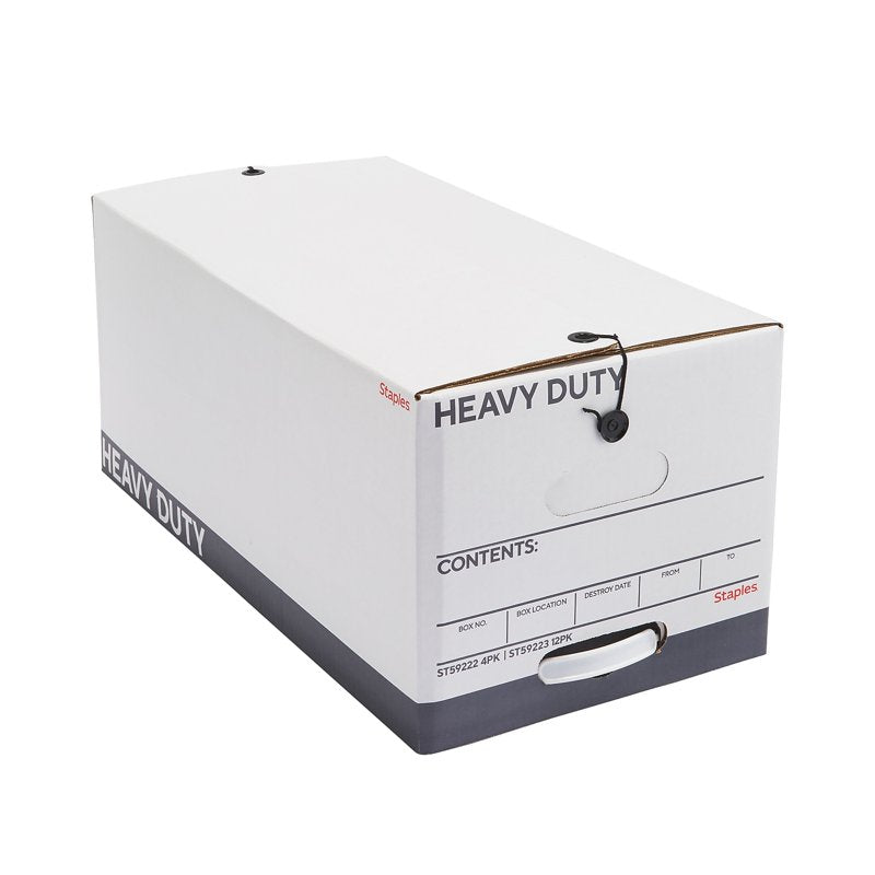 Heavy Duty File Storage Boxes with String and Button Lids - Pack of 4