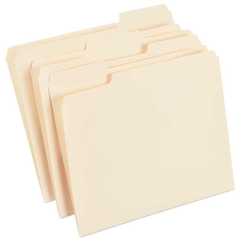 Staples Manila File Folders Letter Size 3-Tab Assorted Position 100/Box