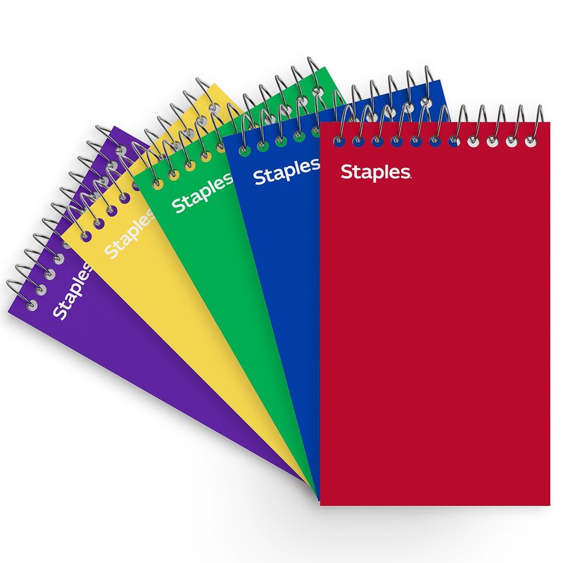 Assorted Color Memo Pads 3x5 Inch, 5 Pack of 75 Sheets Spiral Notebooks