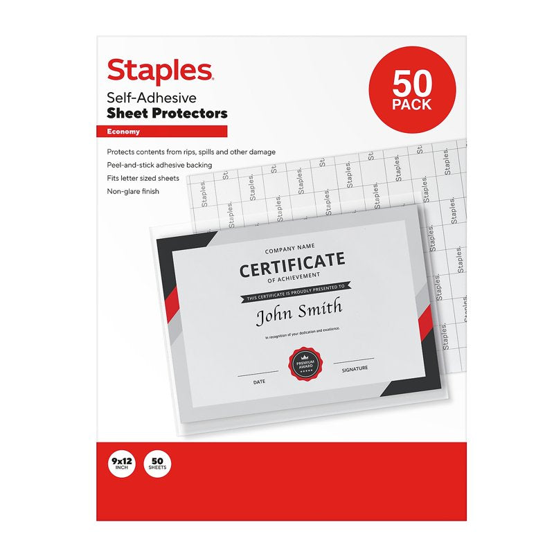 Self-Adhesive Laminating Sheets 9x12 Inch Clear Pack of 50