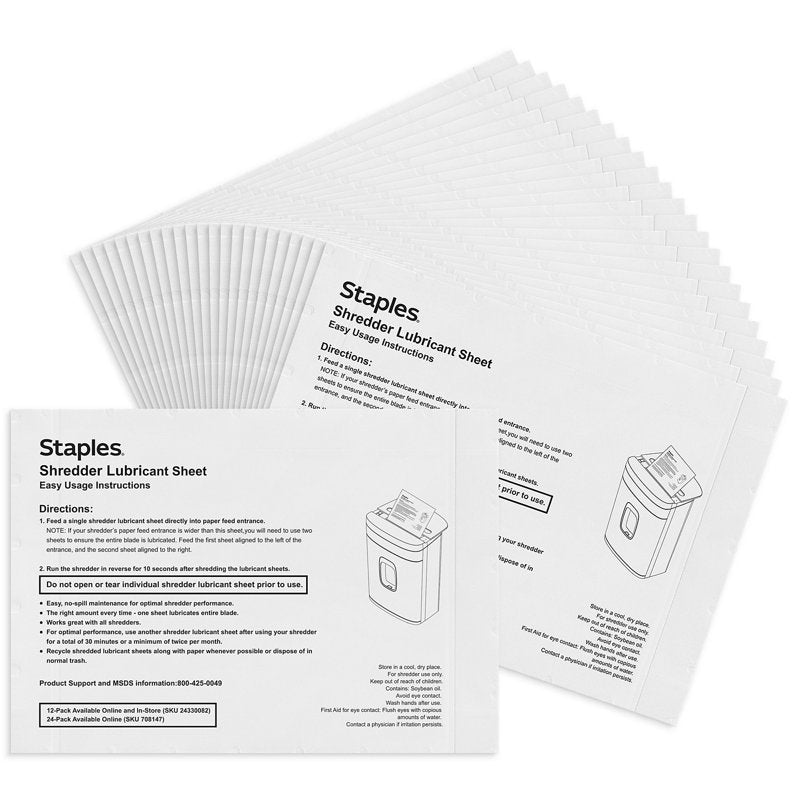 Shredder Lubricating Sheets Pack of 24 - Reduce Blade Friction & Extend Shredder Life