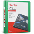 Staples 1-Inch 3-Ring View Binder - Assorted Colors, Holds 220 Sheets