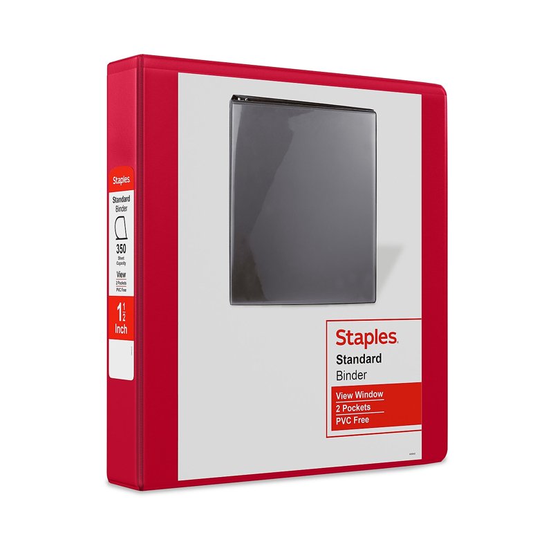 Standard 1.5-Inch D-Ring View Binder - Red, Yellow, Navy, Green