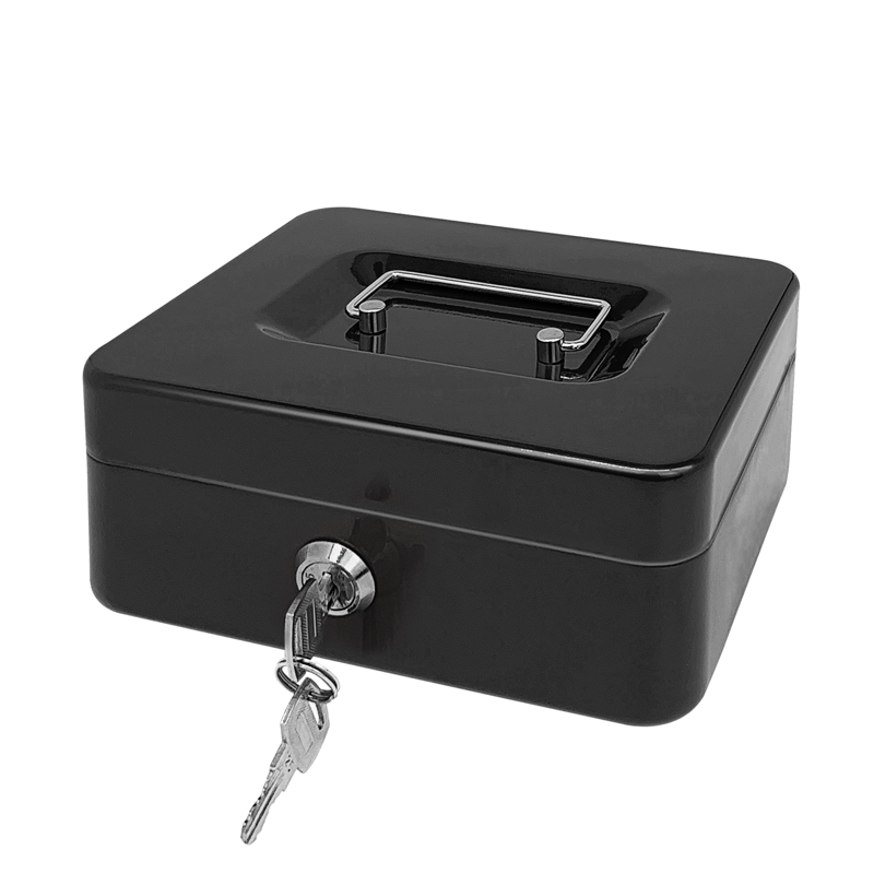Small Steel Cash Box with Lockable Cover and Removable Tray - Multiple Sizes
