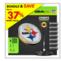 Gillette Razor Bundle with Magnetic Stand & Refill Blades - Steelers Gameday Set