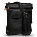 Unisex Genuine Leather Crossbody Bag with 5 Compartments and Adjustable Strap