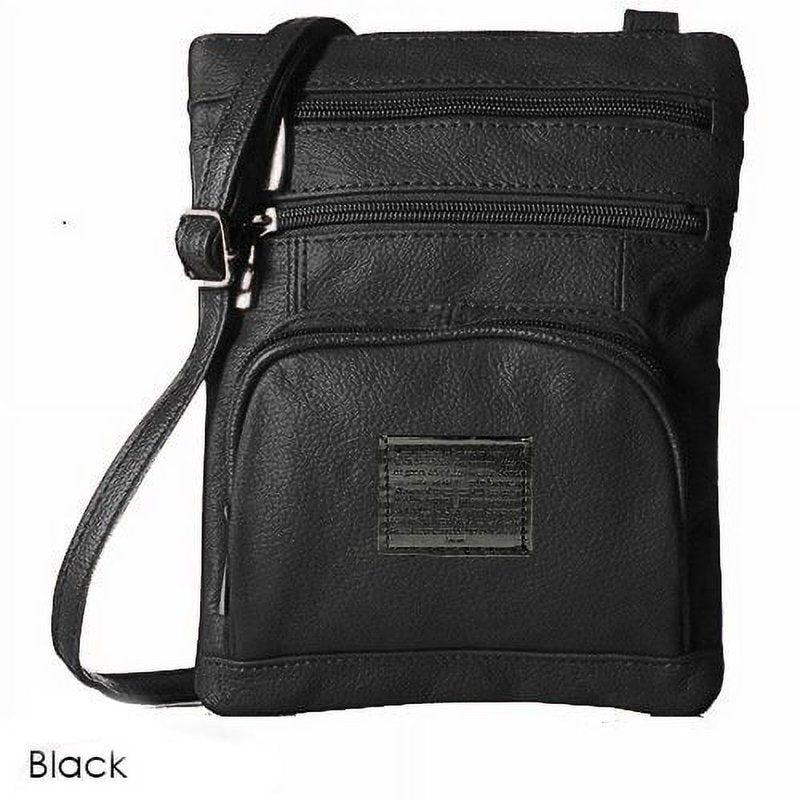 Genuine Leather Crossbody Bag with 6 Compartments and Adjustable Strap