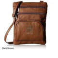 Unisex Leather Crossbody Bag with 6 Compartments and Adjustable Strap