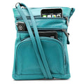 Unisex Leather Crossbody Bag with 6 Compartments and Adjustable Strap