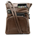 Unisex Leather Crossbody Bag with 6 Compartments and Adjustable Strap