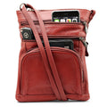 Unisex Leather Crossbody Bag with 6 Compartments and Adjustable Strap