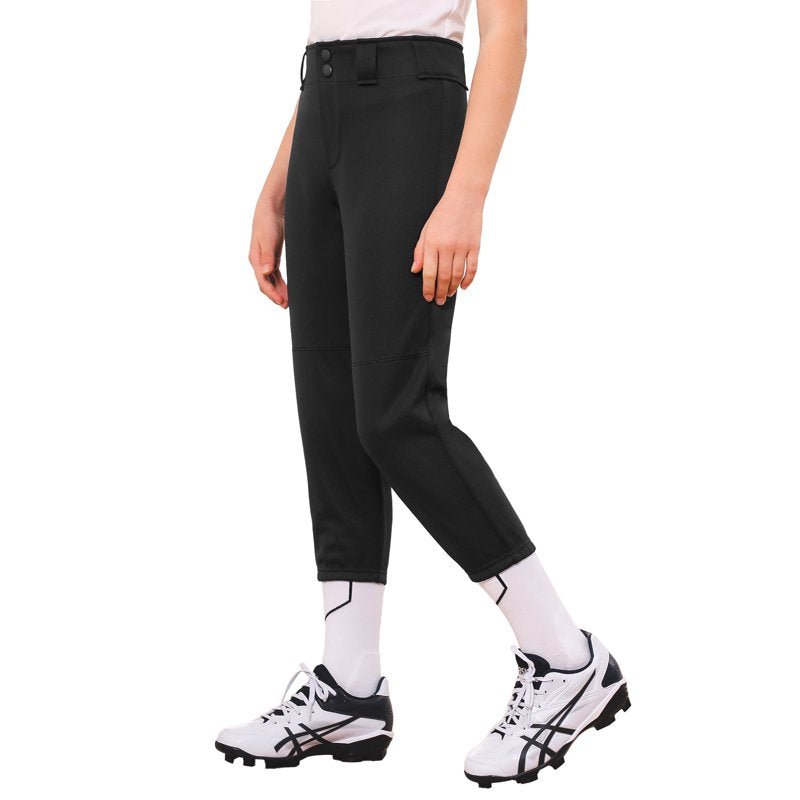 Youth Baseball Pants Kids Softball Trousers Low Rise Tournament Fastpitch Black
