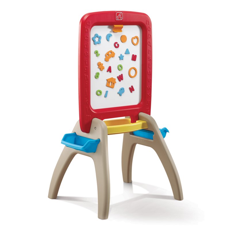 Kids Art Easel with Magnetic Whiteboard and Chalkboard - Double-Sided Toddler Art Station