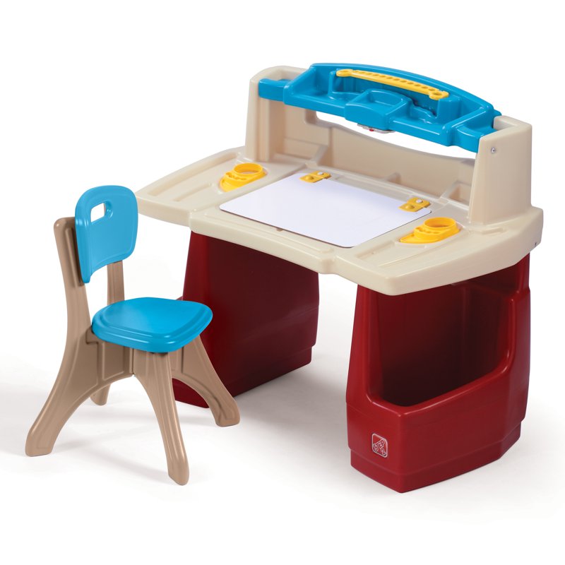 Kids Art Desk with Storage and Whiteboard - Multicolor Activity Table