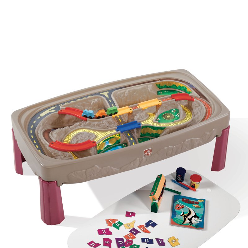 Kids Activity Table with Multi-Level Track and Storage - Step2 Deluxe Canyon Road