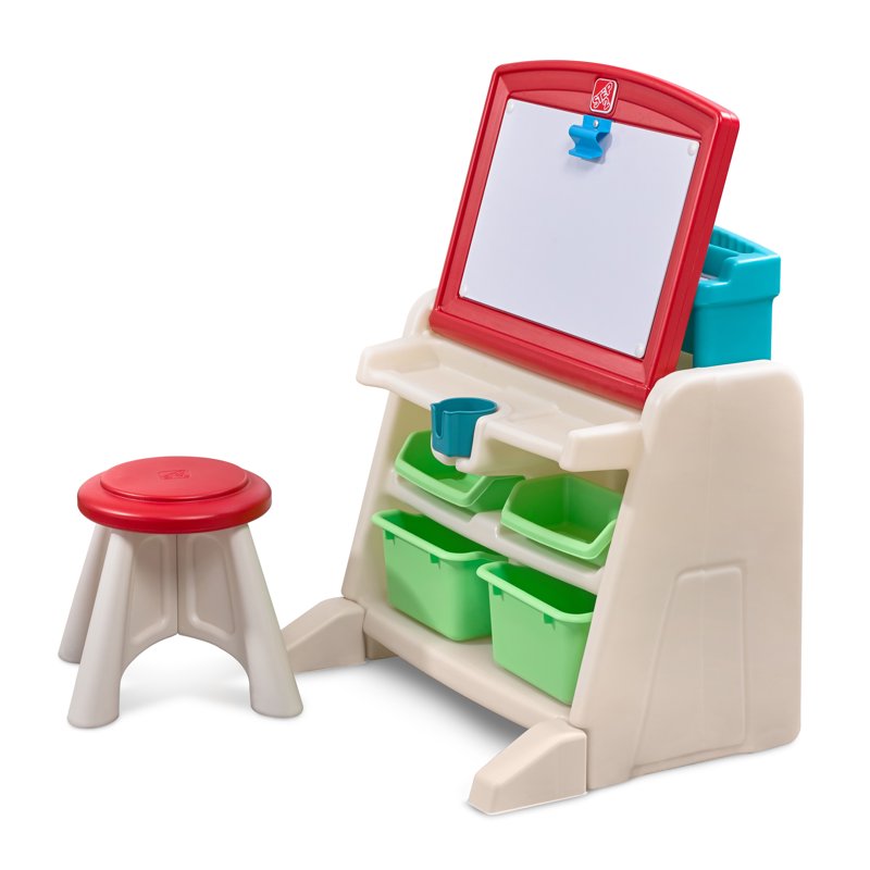 Toddler Art Easel with Storage and Adjustable Surface - Kids Craft Desk
