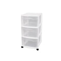 2-Pack 3-Drawer Storage Carts with Clear Drawers and White Frame