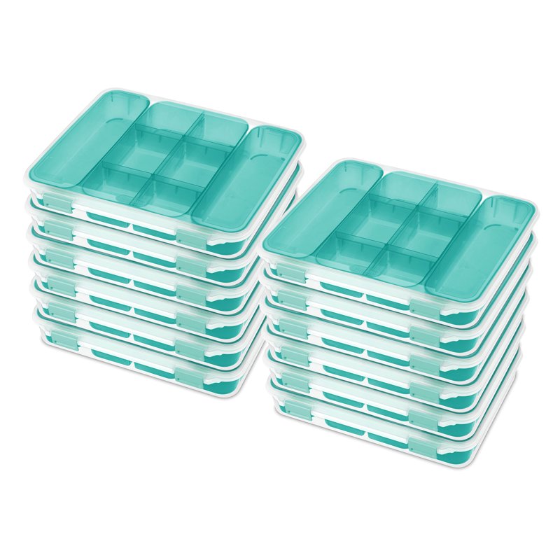 Stackable Plastic Storage Bins with Dividers - Multi-Purpose Organizers