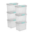 Large Nesting File Boxes with Handles 6-Pack - Clear Plastic Storage Organizer
