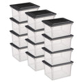 Clear Plastic File Storage Boxes with Lid - 12 Pack Office & Home Organization