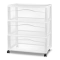 Wide Plastic Storage Cart with 3 Drawers and Casters - Organization Organizer