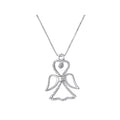 Sterling Silver 1/10 Carat T.W. Diamond Angel Pendant Necklace 18 Inch