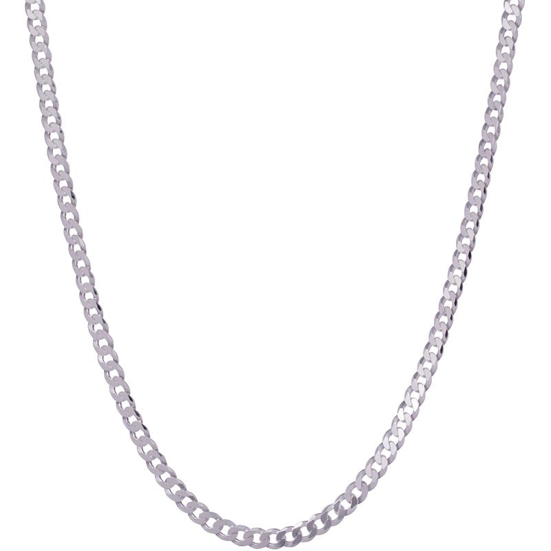 Sterling Silver 20-Inch Flat Curb Chain - 5mm Light Lighter Jewelry Chain
