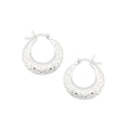 Graduated Diamond Cut Puffed Hoop Earrings - Sterling Silver 18x4mm